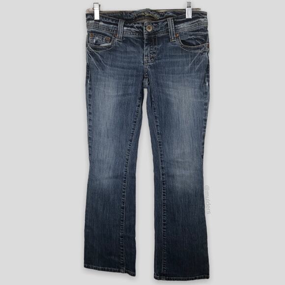 American Eagle Artist Wide Leg Blue Denim Jeans 2007 Early 2000s SHORT SIZE - Picture 1 of 11